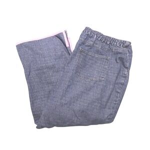 Quacker Factory Women's Blue‎ Denim Capri Pants 3X Pink Trim Grannycore Coastal